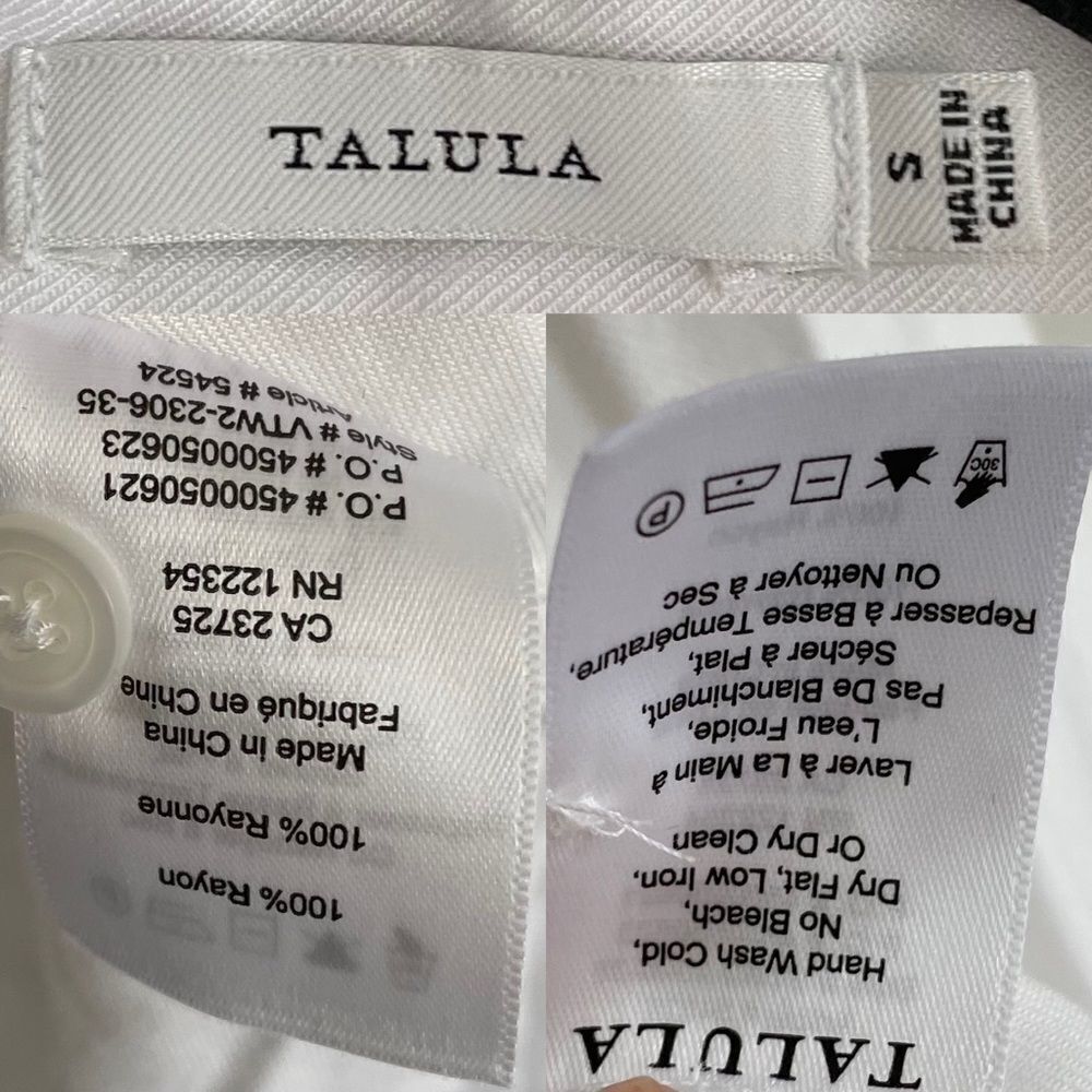 ARITZIA Talula Button Front Long Sleeve Shirt Blouse White S - Picture 5 of 5